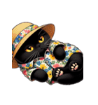 花柄シャツを着た黒猫 （NT） v.1（個別スタンプ：32）