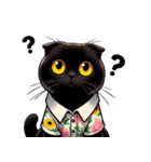 花柄シャツを着た黒猫 （NT） v.1（個別スタンプ：36）
