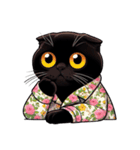花柄シャツを着た黒猫 （NT） v.1（個別スタンプ：40）