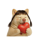 かわいいおさげ髪の犬 （NT）（個別スタンプ：3）