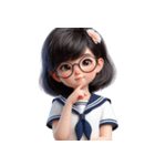 メガネをかけたかわいい女の子 （NT） v.2（個別スタンプ：15）