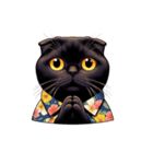 花柄シャツを着た黒猫 （NT） v.2（個別スタンプ：3）