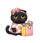 花柄シャツを着た黒猫 （NT） v.2（個別スタンプ：4）