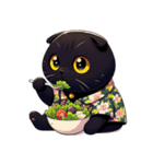 花柄シャツを着た黒猫 （NT） v.2（個別スタンプ：8）