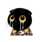 花柄シャツを着た黒猫 （NT） v.2（個別スタンプ：9）