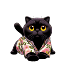 花柄シャツを着た黒猫 （NT） v.2（個別スタンプ：12）