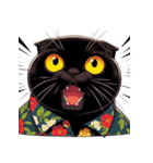 花柄シャツを着た黒猫 （NT） v.2（個別スタンプ：13）
