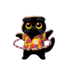 花柄シャツを着た黒猫 （NT） v.2（個別スタンプ：15）