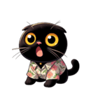 花柄シャツを着た黒猫 （NT） v.2（個別スタンプ：16）