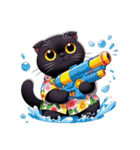 花柄シャツを着た黒猫 （NT） v.2（個別スタンプ：19）