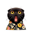 花柄シャツを着た黒猫 （NT） v.2（個別スタンプ：23）