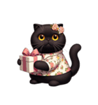 花柄シャツを着た黒猫 （NT） v.2（個別スタンプ：24）