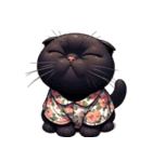 花柄シャツを着た黒猫 （NT） v.2（個別スタンプ：25）