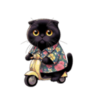 花柄シャツを着た黒猫 （NT） v.2（個別スタンプ：26）