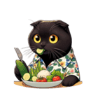 花柄シャツを着た黒猫 （NT） v.2（個別スタンプ：27）