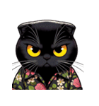 花柄シャツを着た黒猫 （NT） v.2（個別スタンプ：28）