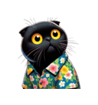 花柄シャツを着た黒猫 （NT） v.2（個別スタンプ：29）