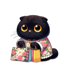 花柄シャツを着た黒猫 （NT） v.2（個別スタンプ：30）