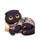 花柄シャツを着た黒猫 （NT） v.2（個別スタンプ：31）