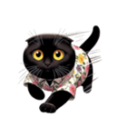 花柄シャツを着た黒猫 （NT） v.2（個別スタンプ：33）