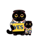 花柄シャツを着た黒猫 （NT） v.2（個別スタンプ：34）