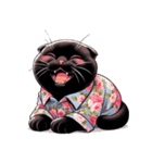 花柄シャツを着た黒猫 （NT） v.2（個別スタンプ：35）