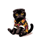 花柄シャツを着た黒猫 （NT） v.2（個別スタンプ：36）