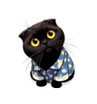 花柄シャツを着た黒猫 （NT） v.2（個別スタンプ：37）