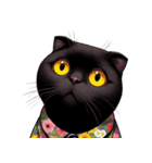 花柄シャツを着た黒猫 （NT） v.2（個別スタンプ：38）