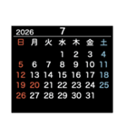 2026【日曜始まり】カレンダー（白・黒）（個別スタンプ：19）