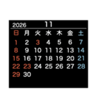 2026【日曜始まり】カレンダー（白・黒）（個別スタンプ：23）