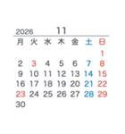 2026【月曜始まり】カレンダー（白・黒）（個別スタンプ：11）