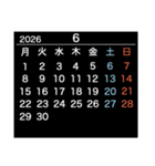 2026【月曜始まり】カレンダー（白・黒）（個別スタンプ：18）