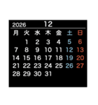 2026【月曜始まり】カレンダー（白・黒）（個別スタンプ：24）