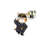 【敬礼猫②】（個別スタンプ：3）