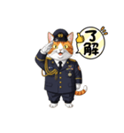 【敬礼猫②】（個別スタンプ：4）