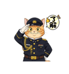 【敬礼猫②】（個別スタンプ：6）