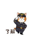 【敬礼猫②】（個別スタンプ：8）