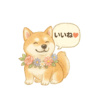 花といっしょに わんこスタンプ（個別スタンプ：5）