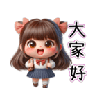 礼儀学生制服の女の子(改版)（個別スタンプ：15）