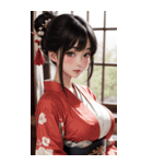 唯美着物の女の子写真2（個別スタンプ：34）