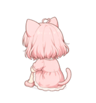 猫耳ワンピースピンクの女の子（個別スタンプ：5）