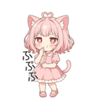 猫耳ワンピースピンクの女の子（個別スタンプ：12）
