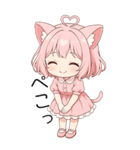 猫耳ワンピースピンクの女の子（個別スタンプ：19）