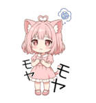 猫耳ワンピースピンクの女の子（個別スタンプ：28）