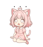 猫耳ワンピースピンクの女の子（個別スタンプ：36）