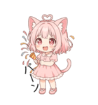 猫耳ワンピースピンクの女の子2（個別スタンプ：16）