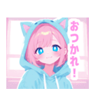 ラブリーパーカーの女の子スタンプ（個別スタンプ：36）