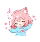 猫耳パーカーの女の子スタンプ（彩）（個別スタンプ：25）