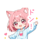 猫耳パーカーの女の子スタンプ（彩）（個別スタンプ：26）